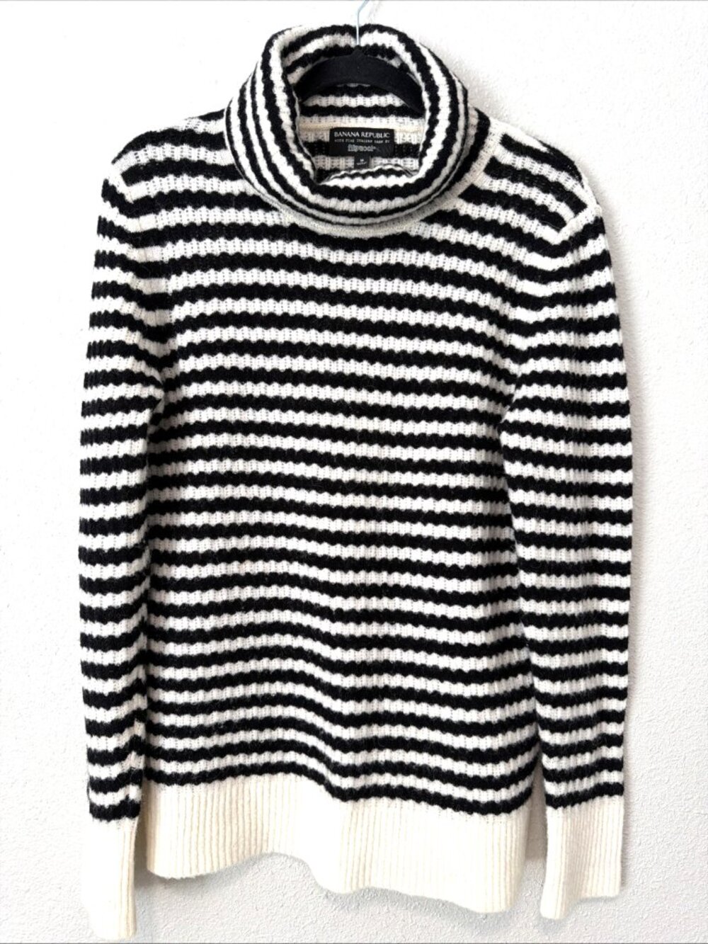 Banana Republic Filpucci Womens M Wool Alpaca Striped Turtleneck Sweater Preppy
